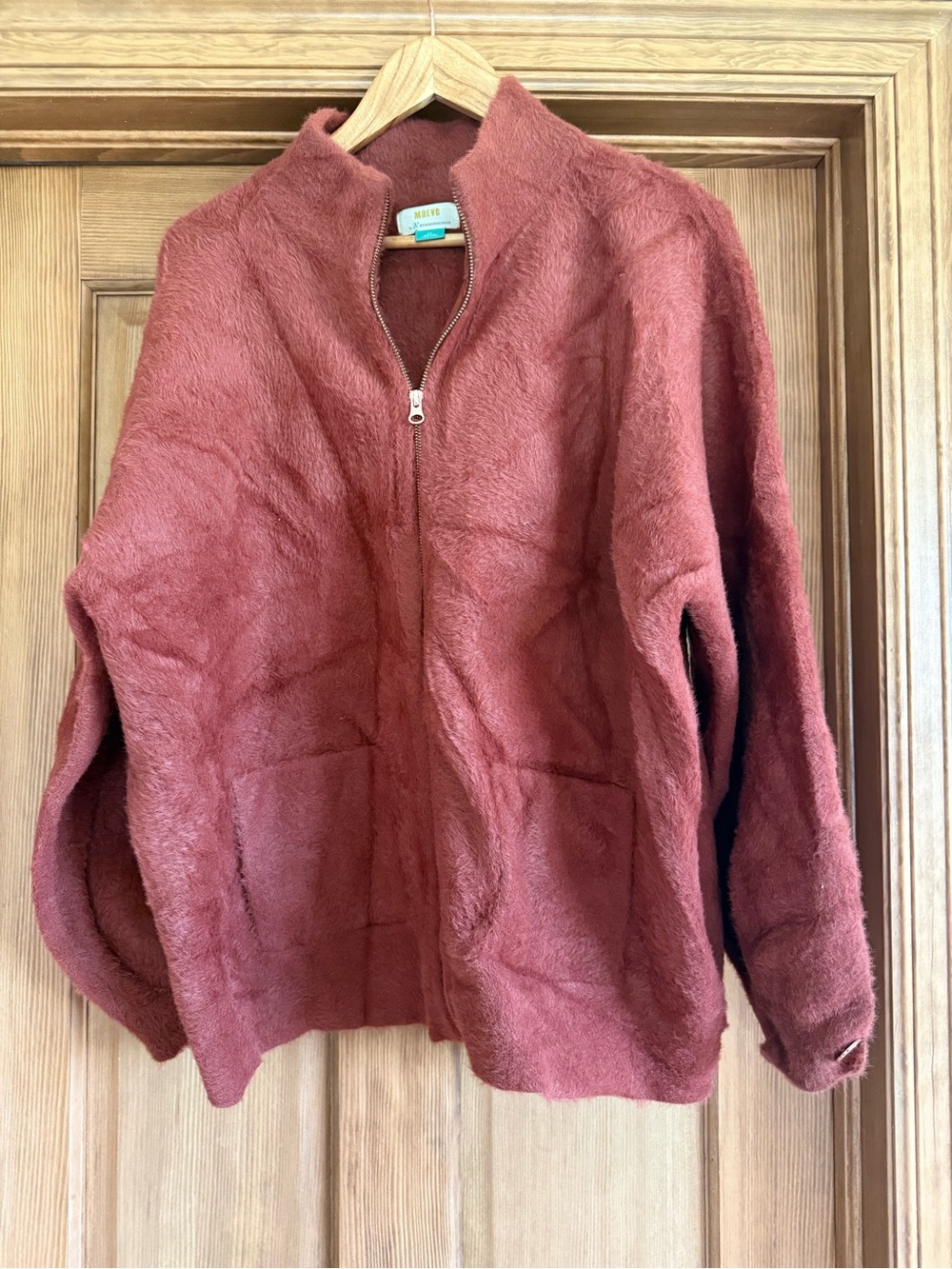 Anthropologie Teddy Zip Jacket in Rust Rose